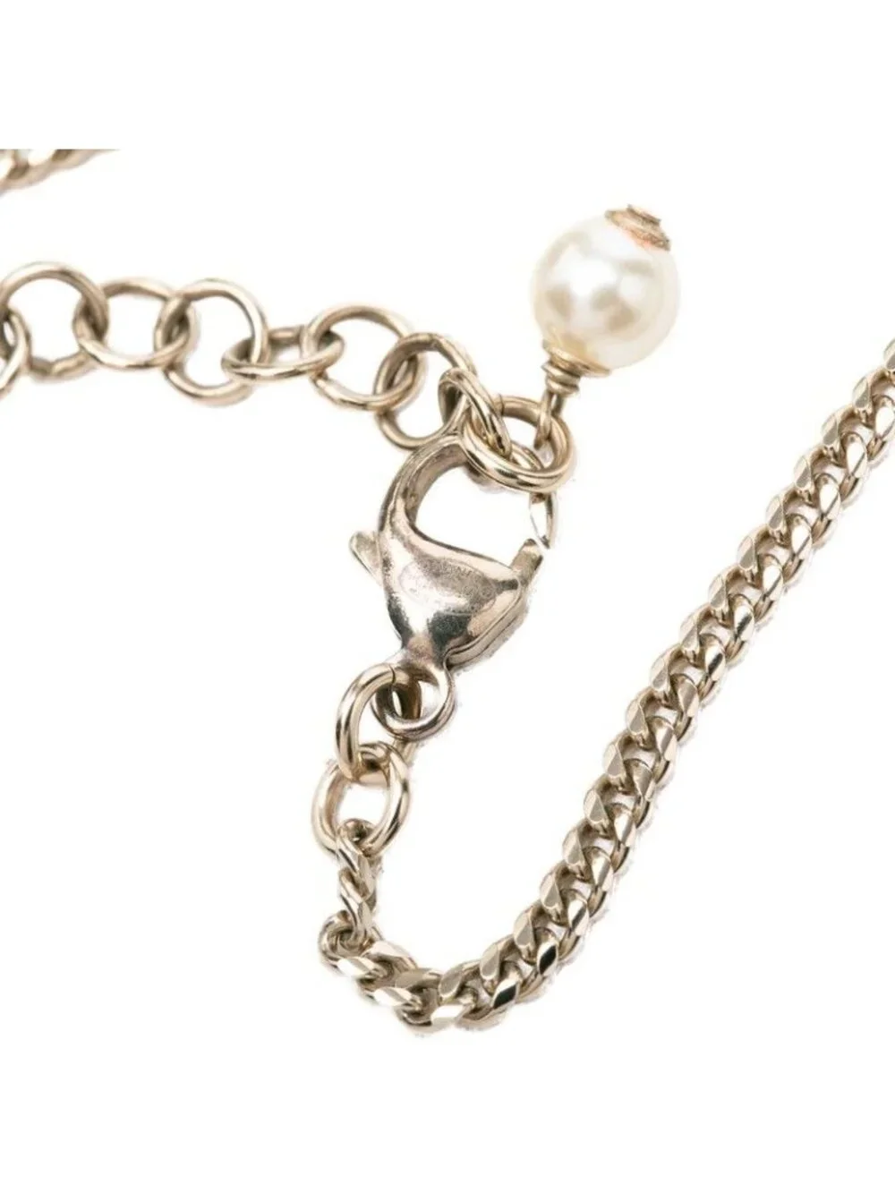 Chanel CC Logo Heart Motif Chain Pendant Stamp Silver White Metal